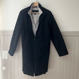 Weatherproof Men's Medium Black Trench Coat with Fleece Gray Lining